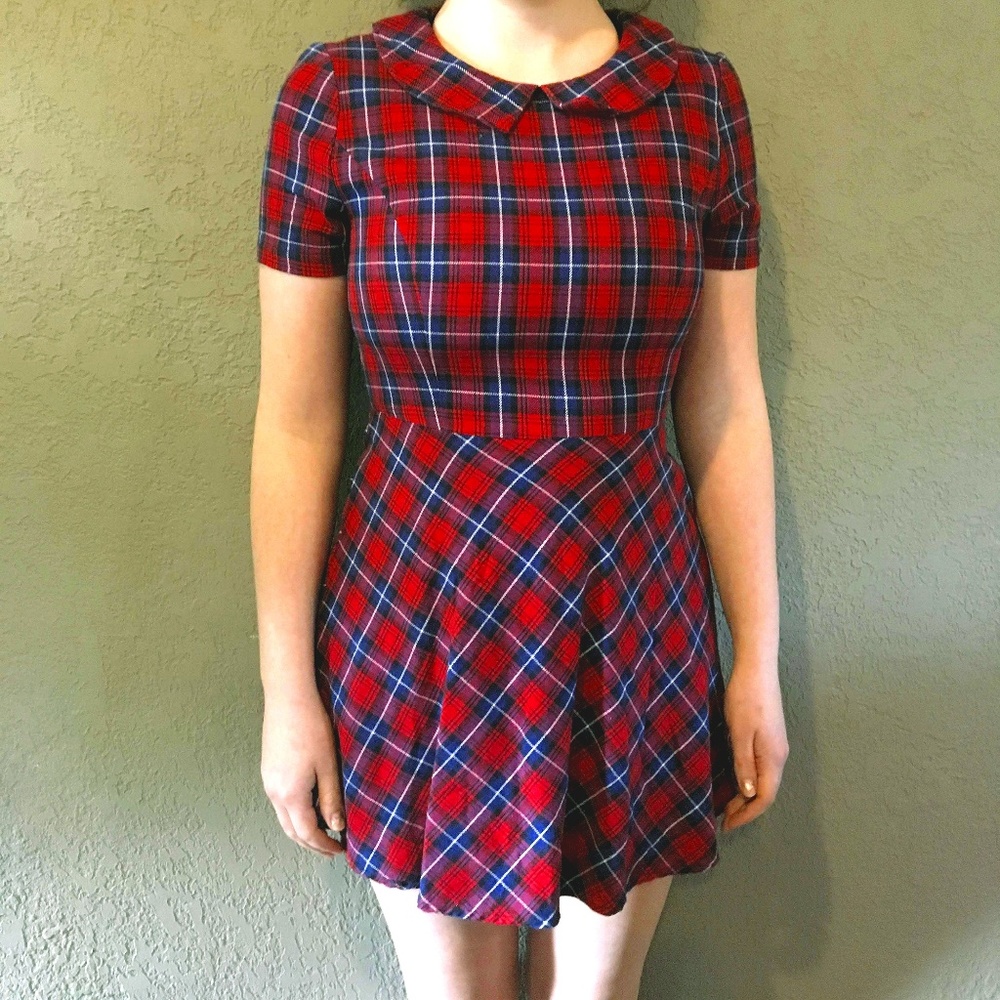 Plaid Mini Skater Dress by Forever21
